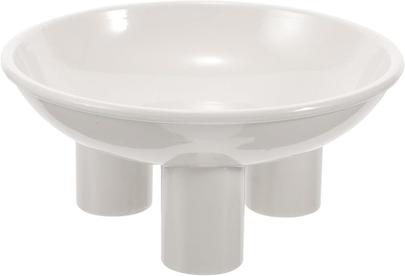 Elevated Cat Bowl with Neck Protection Tilted Pet Feeder Sturdy White Plastic for Kittens Small Dogs - Image 1