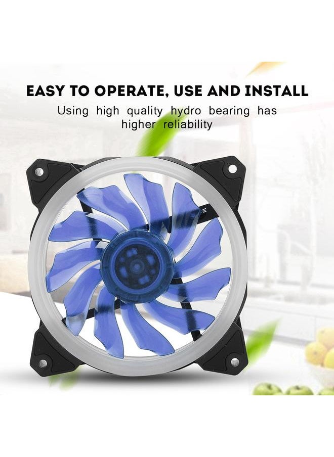 Thoraya FAN-RS21 12V DC 120mm LED Case Fan Large 4PIN & Small 3PIN Interface Cooling Fan (Blue)  - Image 2