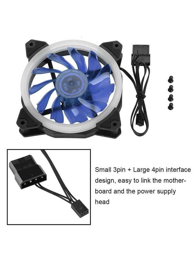 Thoraya FAN-RS21 12V DC 120mm LED Case Fan Large 4PIN & Small 3PIN Interface Cooling Fan (Blue)  - Image 3