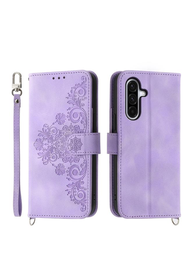 S-TOP Case For Samsung Galaxy A26 5G Skin Feel Flowers Embossed Wallet Leather Phone Case - Image 1
