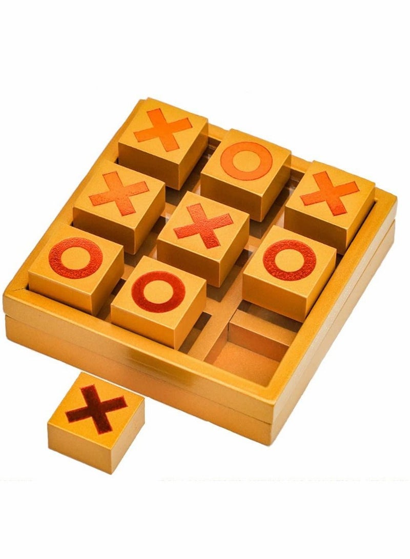 NIBEMINENT Tic Tac Toe Game Toy, Classic Wooden Checkerboard Educational Family Toys Set with Storage Box for Table, Decorations, Living Room, Tabletop Adults and Kids - Image 1