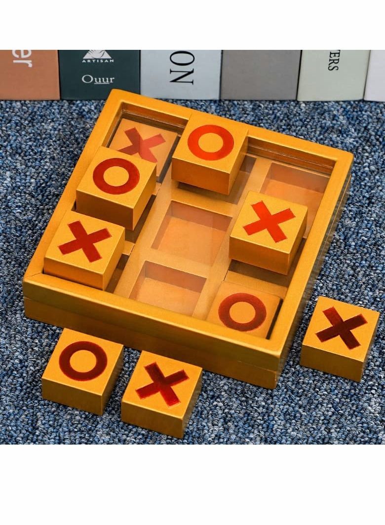 NIBEMINENT Tic Tac Toe Game Toy, Classic Wooden Checkerboard Educational Family Toys Set with Storage Box for Table, Decorations, Living Room, Tabletop Adults and Kids - Image 2
