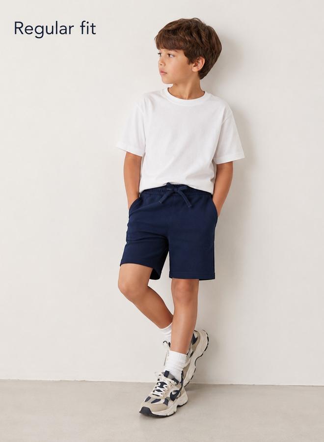 victor and jane Boys Navy Blue Cotton Knitted Shorts - Image 2