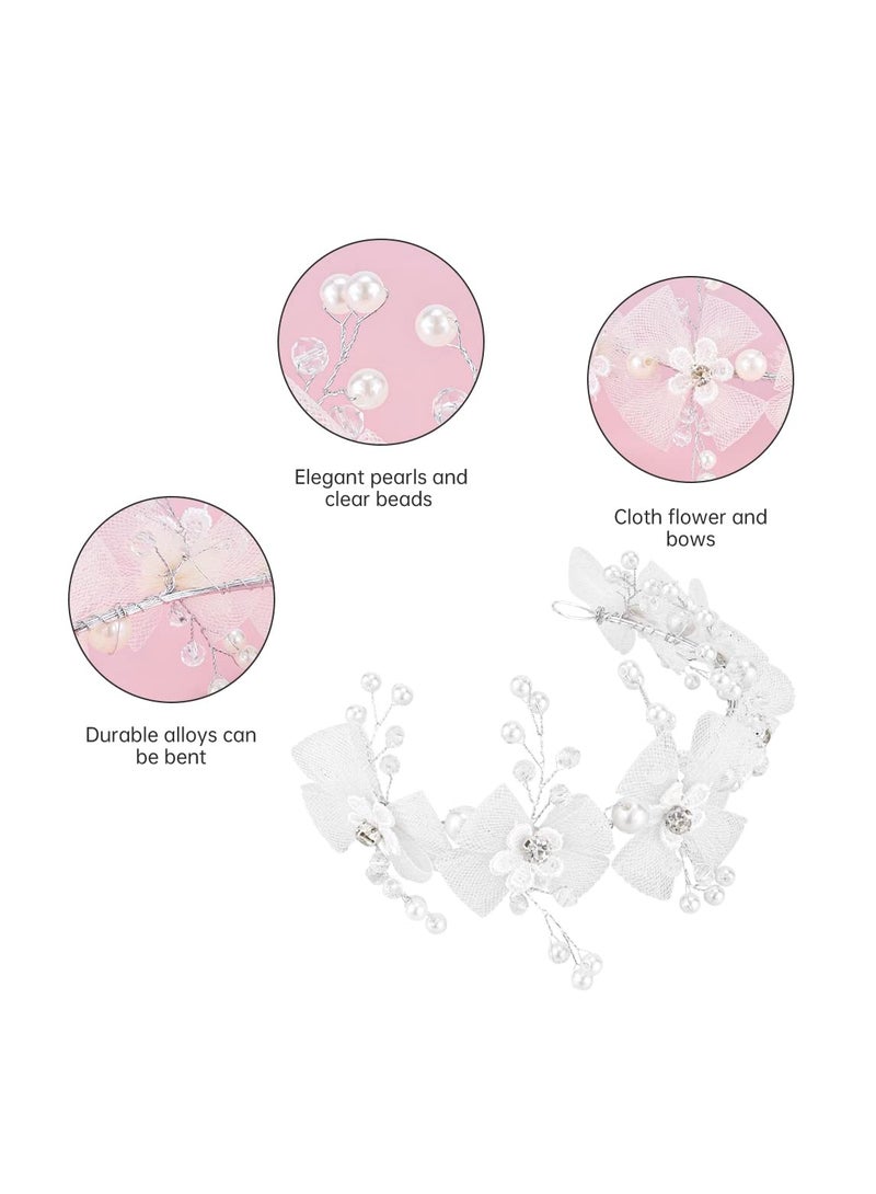 KASTWAVE Flower Girl Headband Butterfly Hair Accessories, Princess Wedding Headband Girls White Floral Wreath Pretty Tiaras, for Communion Wedding Prom Birthday - Image 5