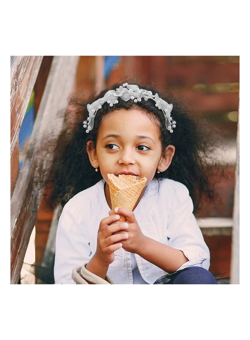 KASTWAVE Flower Girl Headband Butterfly Hair Accessories, Princess Wedding Headband Girls White Floral Wreath Pretty Tiaras, for Communion Wedding Prom Birthday - Image 4