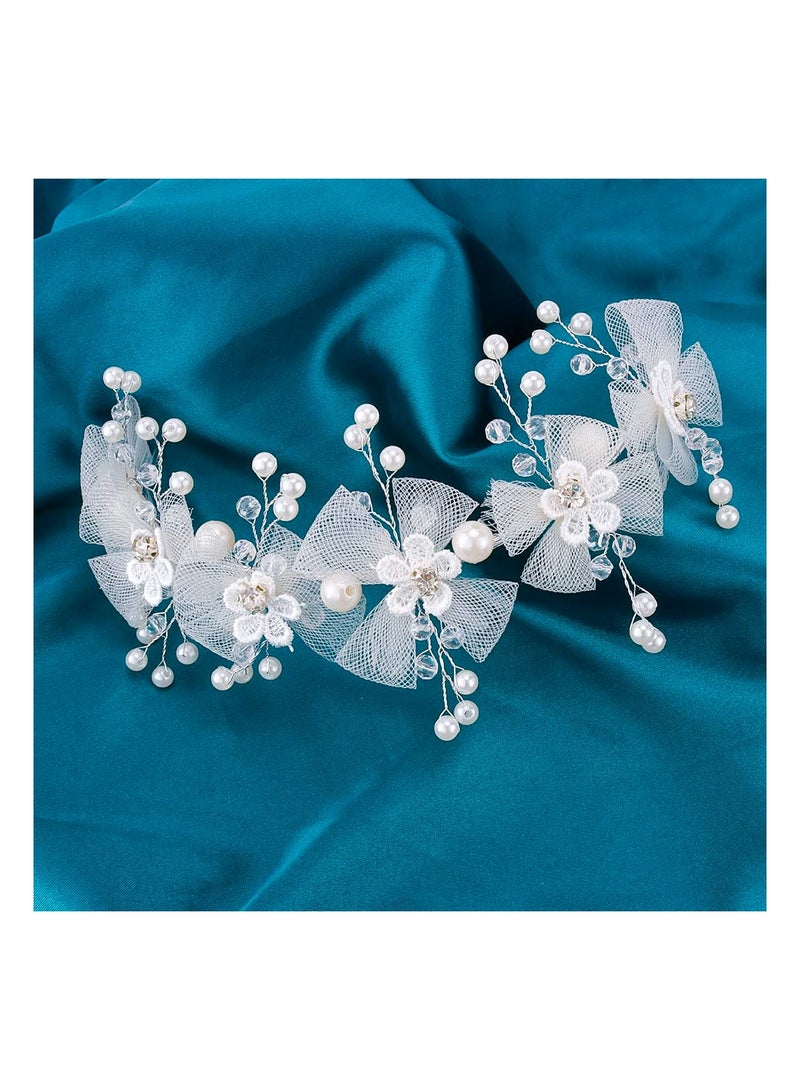 KASTWAVE Flower Girl Headband Butterfly Hair Accessories, Princess Wedding Headband Girls White Floral Wreath Pretty Tiaras, for Communion Wedding Prom Birthday - Image 3