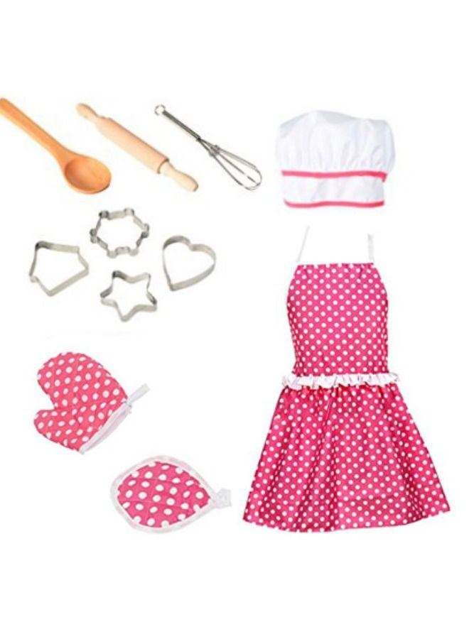 B&K Kids Chef Role Play Costume Set 22 PCS, Toddler Cooking and Baking Set with Apron, Chef Hat, Recipe Cards, Cooking Mitt, Utensils Toy for Boys and Girls (Pink). - Image 3