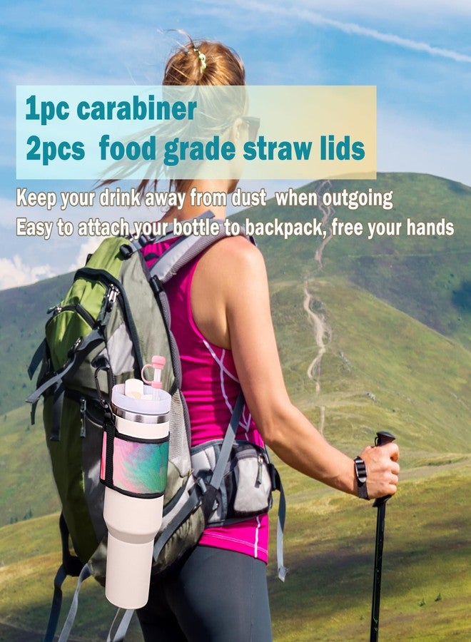 LUCKINEE Water Bottle Carrier Holder with Shoulder Strap Water Bottle Handle Strap Sling for Stanley 30&40oz Tumblers With 2pc Straw Covers Toppers for Stanley Cup Accessories (Colorful print) - Image 5