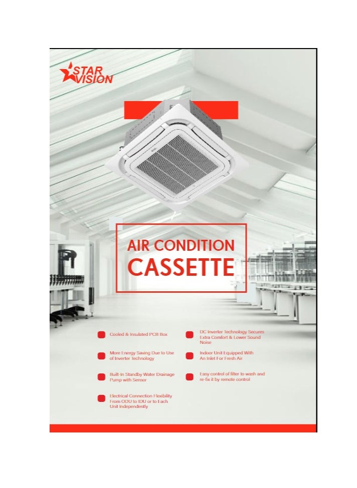 Star Vision Starvision Cassette AC 22100 BTU ,  2 Ton , Cold & Heat, Energy Saving, Invertor Technology, Soundless, High Quality Compressor  Model No CAS24KHC  - Image 4
