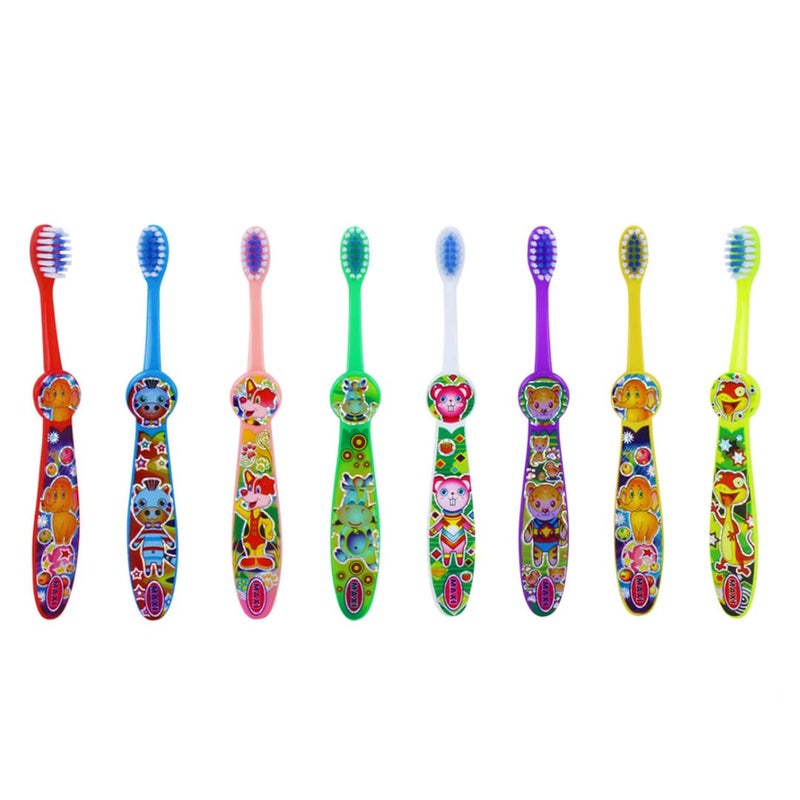Maxi فرشاة أسنان ماكسي بينغ بونغ جونيور اليدوية، شعيرات ناعمة للأطفال، الأولاد والبنات، الرضع، toddlers، 2+ سنوات، متعددة الألوان (عبوة من 12) - Image 1