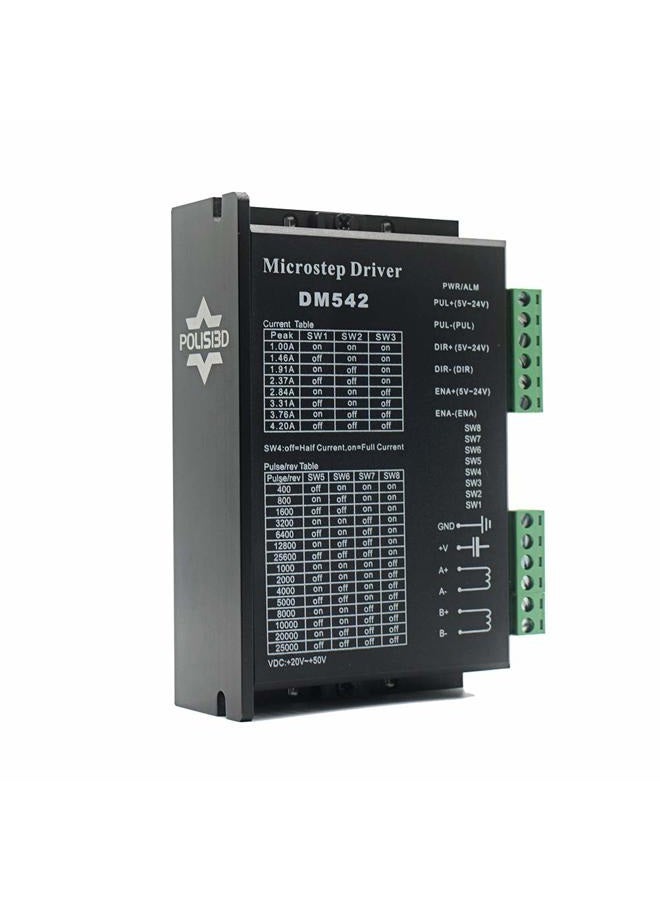 POLISI3D CNC Digital Microstep driver DM542 Stepper Motor Controller 2-phase Digital Stepper Motor Driver 20-50V DC Max 4.2A for Nema 17, Nema 23 and Nema 34 series stepper motor, Replace M542 M542H - Image 2