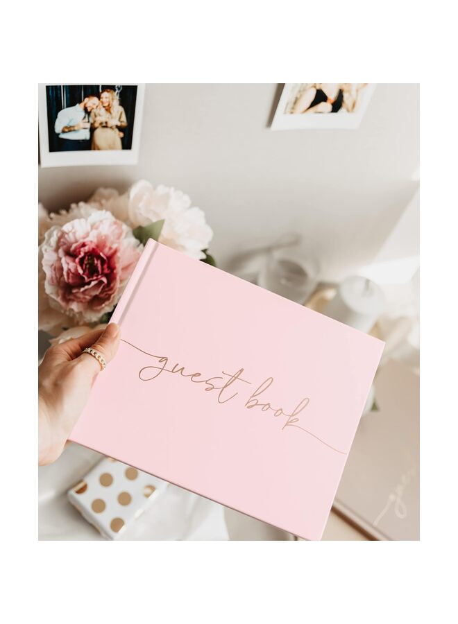 Wedding Guest Book - Elegant Guest Book Weddings Reception, Polaroid Guest Book for Wedding and Special Events - 100 Lined Pages for Wedding Sign in and Photos(PINK) - Image 2