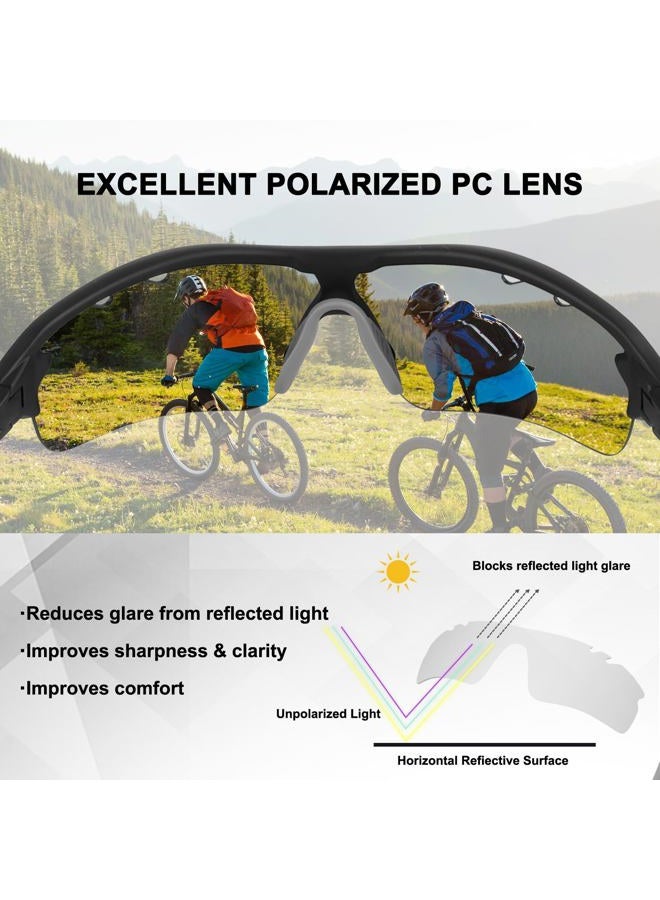 BangLong Polarized Sports Sunglasses Cycling Sun Glasses for Men Women with 5 Interchangeable Lenes for Running Baseball Golf Driving Standard black - Image 2