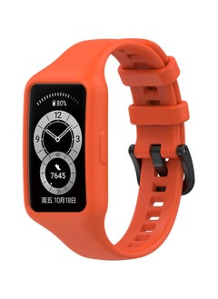 Generic Silicone Watch Strap for Honor Band 6  Degree Protective Silicone Watch Strap with Metal Buckle for Honor Band 6 (Orange)  - Image 1