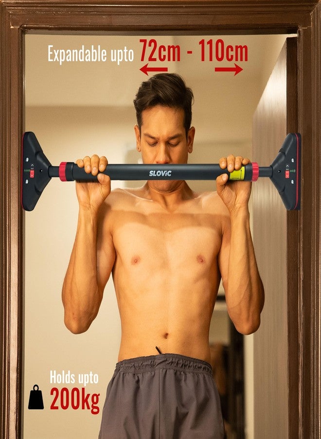 Slovic Pull up Bar for Home Kids [250 KG] | No Screw Pull Up Bar Wall Mounted with Anti-Skid Grip | Pull-ups Bar for Workout | Gym Equipment for Home Workout (Length 72-110 CM) - Image 2