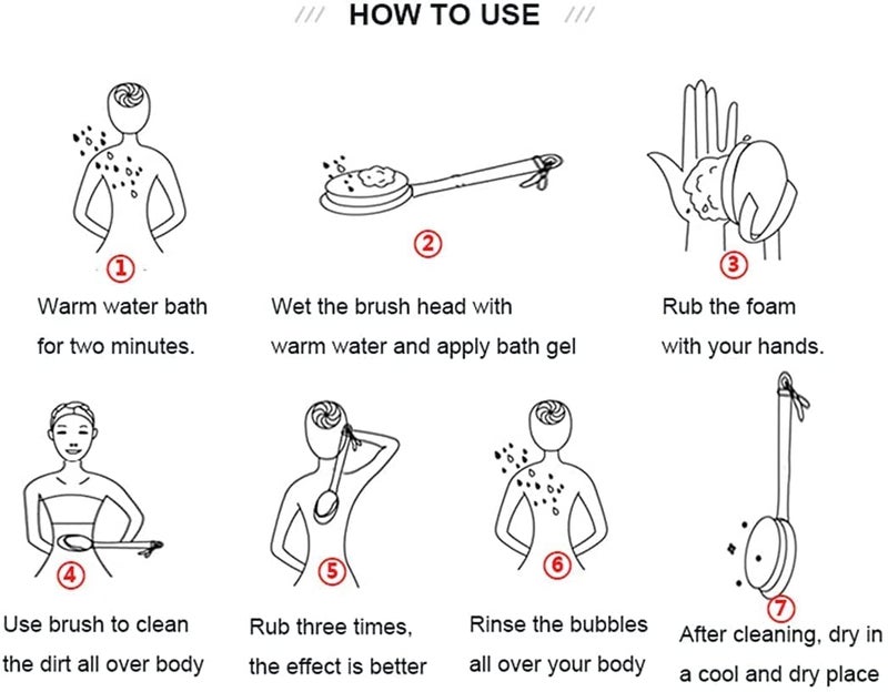 TimBuk2 Natural Wooden Handle Back Scrubber for Blood Circulation - Bath Brush Loofah with Long Handle | Bath Scrubber for Men and Women - Image 5