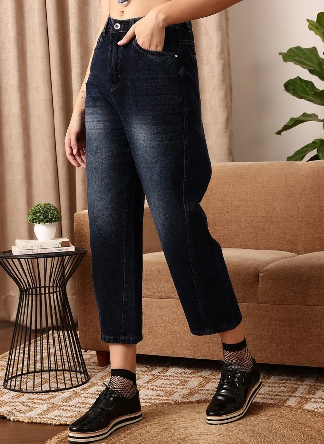 STREET 9 Comfort Mom Fit Dark Blue Jeans for Women