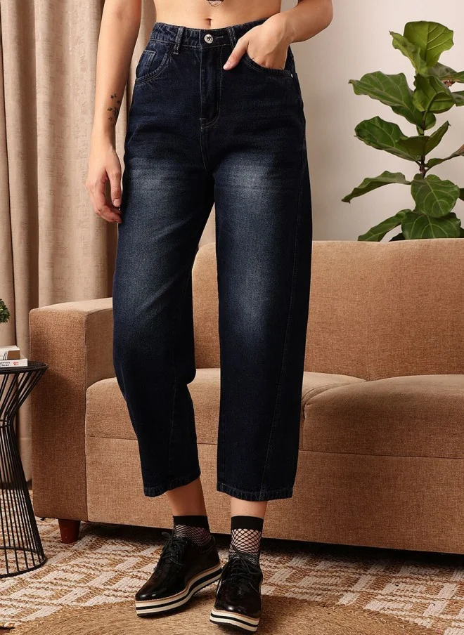 STREET 9 Comfort Mom Fit Dark Blue Jeans for Women