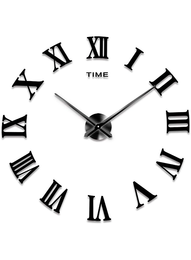 Raxoom Diy Frameless 3D Mirror Sticker Wall Clock, Black, Large, Rome-008 - Image 1