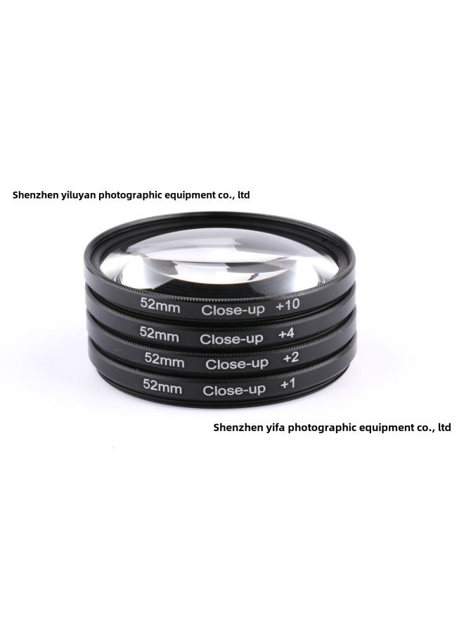 Close-up Lens Set 1+2+4+10 Four Macro Lenses To Send 4 Filter Bags 52mm Complete Specifications-Color:52MM - Image 1