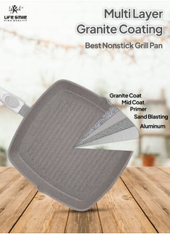 Life Smile Granite Coated Non-Stick Grill Pan with Stay Cool Easy Removable Handles for Stove Tops, Square Big Grill Skillet Steak Pan for Indoor & Outdoor Gas Grill Camping & BBQ - 100% PFOA & PFAS Free  - Image 4