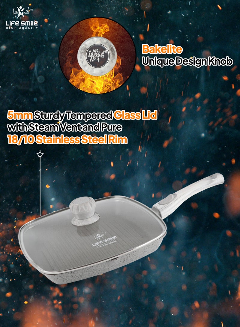Life Smile Granite Coated Non-Stick Grill Pan with Stay Cool Easy Removable Handles for Stove Tops, Square Big Grill Skillet Steak Pan for Indoor & Outdoor Gas Grill Camping & BBQ - 100% PFOA & PFAS Free  - Image 5