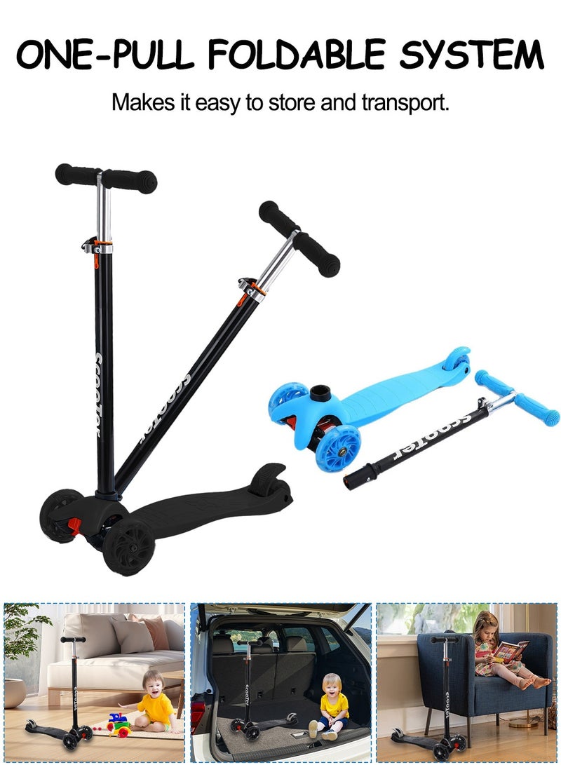 MaBaby Kids Kick Scooter, with Flashing Light Wheels and 3 Height Adjustable Handle, 3-Wheel Kids Scooter for 7+ Years Teens Boys and Girls - Image 2