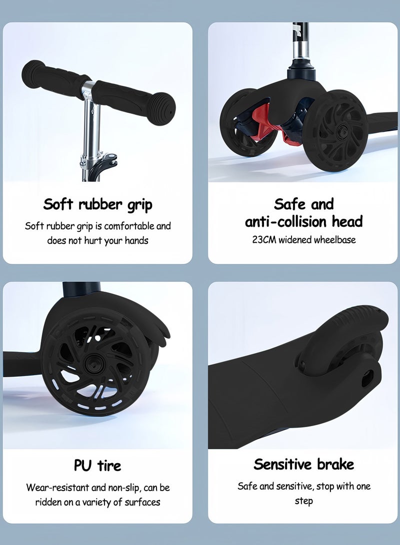 MaBaby Kids Kick Scooter, with Flashing Light Wheels and 3 Height Adjustable Handle, 3-Wheel Kids Scooter for 7+ Years Teens Boys and Girls - Image 5