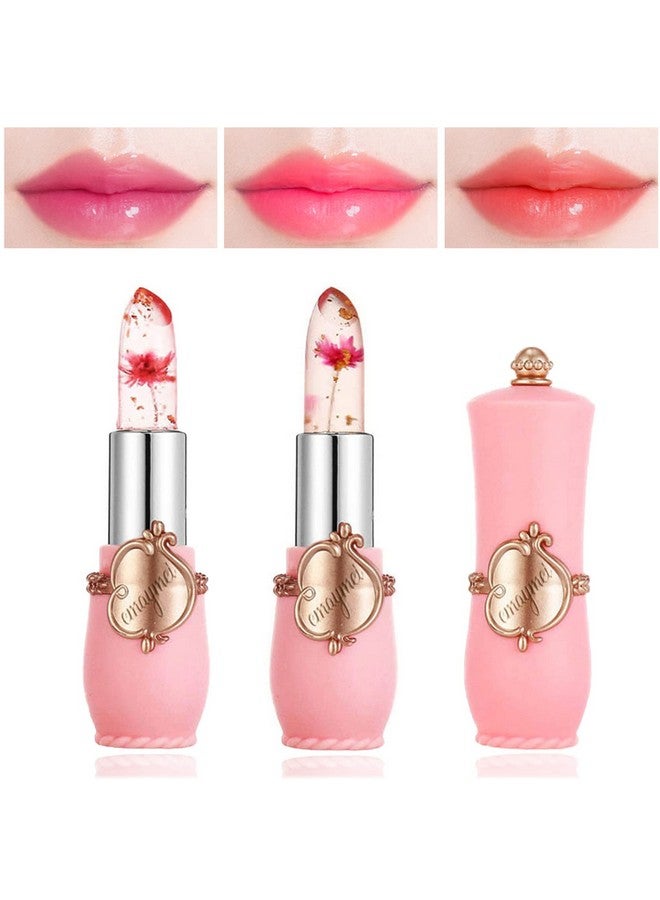 LZYLLS 2 Pack Crystal Jelly Flower Lipstickmagic Temperature Color Change Lip Gloss Lip Stick Ph Clear Magic Lipstick Long Lasting Nutritious Moisturizing Lip Balm（Set A） - Image 2