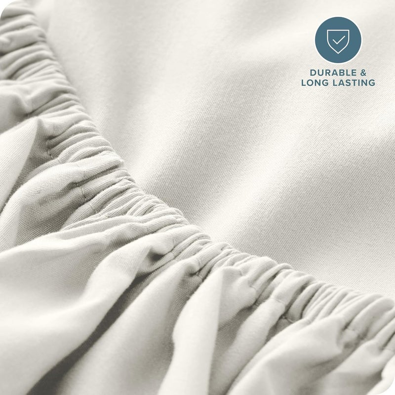 Edenwald Elastic Bed Sheet Fitted Style for King Bed Cotton Blend Plain Fitted Bedsheet with Pillow Cover Pattern Elastic Bedsheet King Size 78 x 72 Inches_with 10 Inch DropColor_Ivory - Image 3