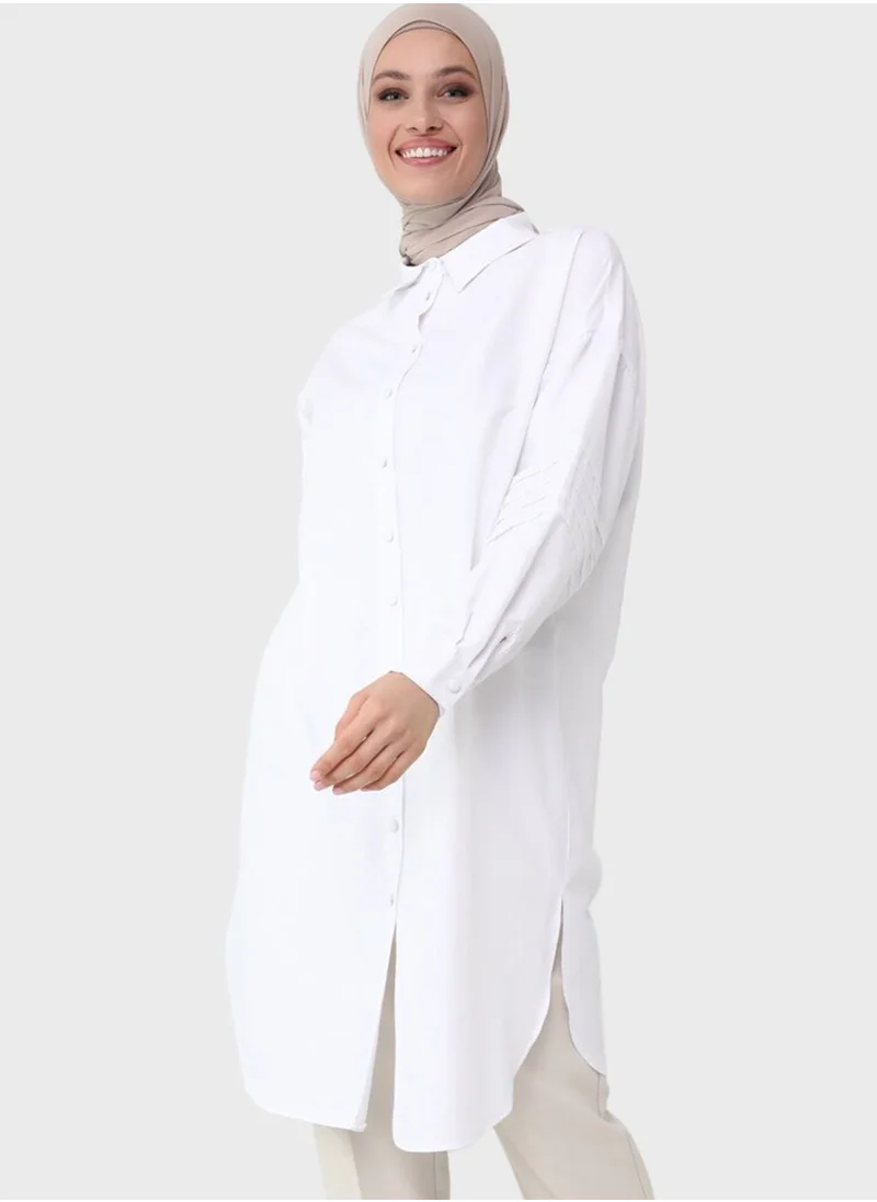 Refka by modanisa Pleat Detail Button Down Tunic