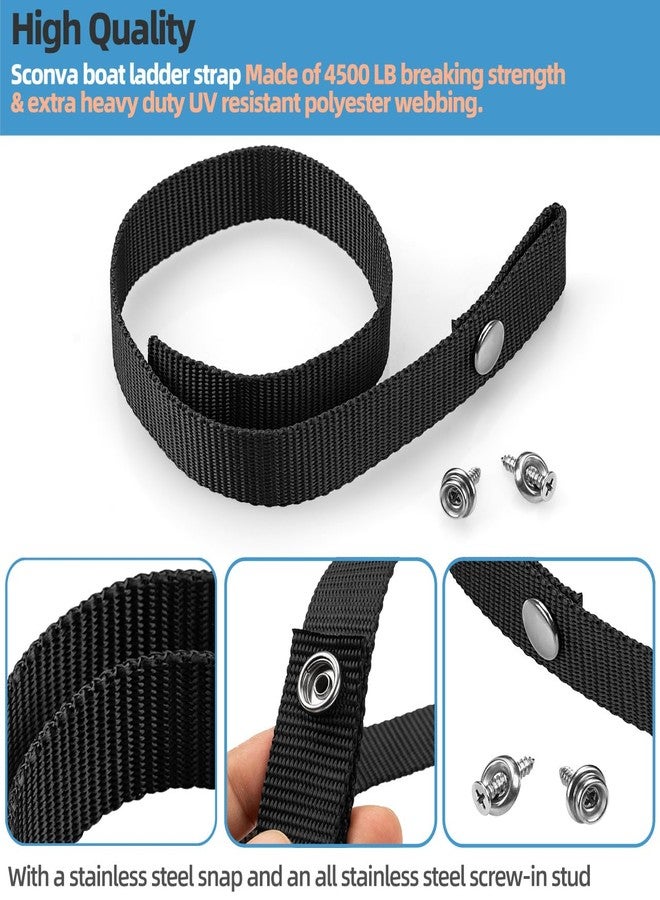 Sconva Pontoon Ladder Strap, Pontoon Boat Accessories with Stainless Steel Snap and Screw Stud Extra Heavy Duty 4500 LB Breaking Strength Boat Ladder Pull Up Strap (18" L x 1" W) - Image 5