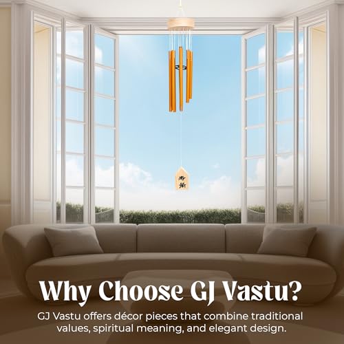GJ Feng Shui Wind Chimes for Home & Balcony | 6 Rod Golden Wind Chime for Positive Energy & Vastu | Wind Chimes for Living Room, Bedroom & Door | Home Decor Hanging with Pleasant Sound - Image 2