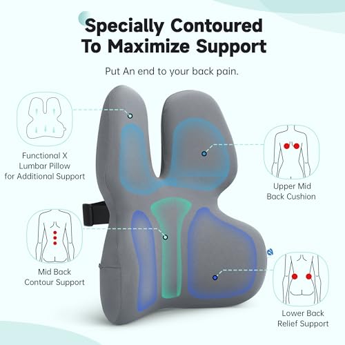 2Buds Car Pillow for Lumbar & Back Pain Relief While Driving l Back Support Pillow for Office, Computer, Gaming Chair, Recliner Memory Foam Back Cushion for Pain Relief Improve Posture - Image 5