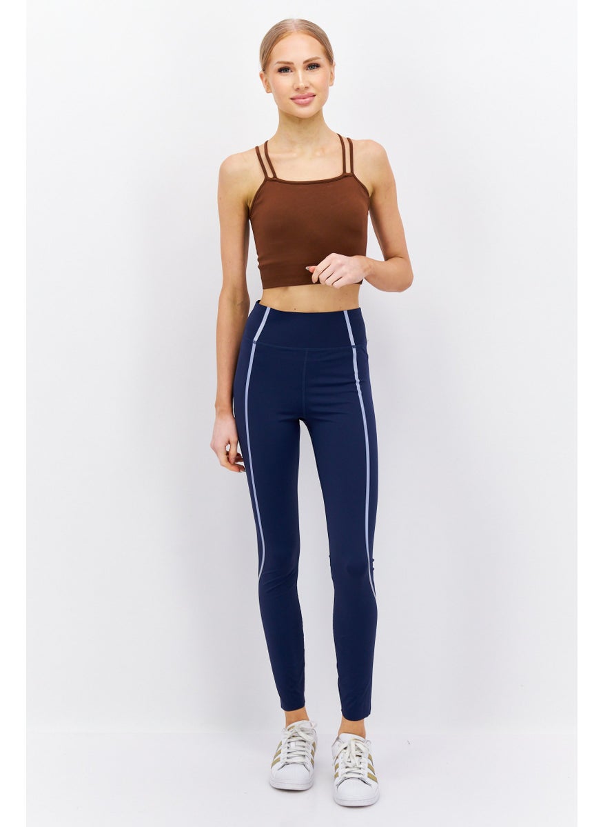 Etam Women Stripe Leggings, Navy  - Image 2
