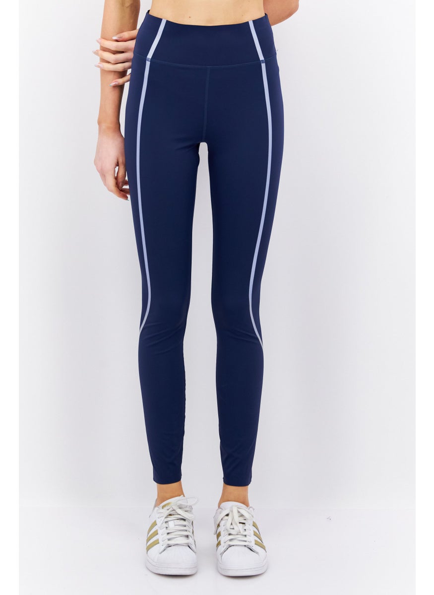 Etam Women Stripe Leggings, Navy  - Image 1