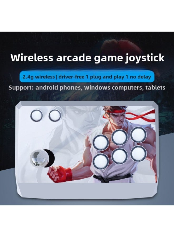 Wireless Arcade Rocker Computer Mobile Phone Tablet Fighting Three And Rocker Boxing Emperor 97 Home Game Console-Product Color:Wireless Joystick Aaron Blue With Light - Image 2