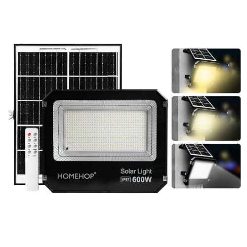 Homehop Solar Light Outdoor Home 600W Flood Led Waterproof Automatic Wireless Wall Lamp for Compound, Garden,Balcony Patio and Pathway (30 AH, ABS, 3 Color) - Image 1