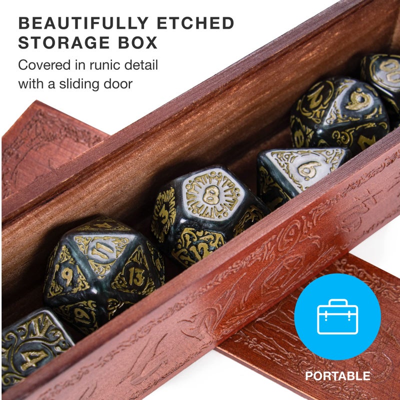 Wiz Dice Titan Dice - Polyhedral Large Dice Set for Tabletop RPG Adventure Games with a Wooden Dice Box - DND Jumbo Dice Set, Suitable for Dungeons and Dragons Dungeon Master - Image 3