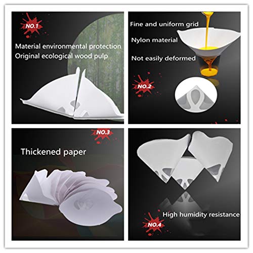 ANDES 200PCS Paper Paint Strainers with 100 m Filter Tips and 1 PCS Stretch Silicone Funnel, Cone Shaped Nylon Mesh Funnel W/Hooks - Image 3