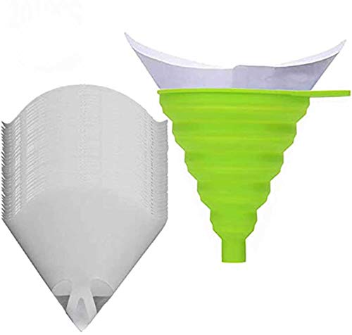 ANDES 200PCS Paper Paint Strainers with 100 m Filter Tips and 1 PCS Stretch Silicone Funnel, Cone Shaped Nylon Mesh Funnel W/Hooks - Image 1