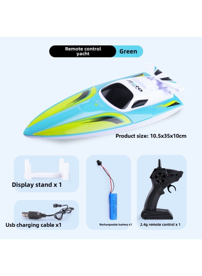 2.4G High-speed Remote Control Rowing Ultra-long Endurance Waterproof Dual-motor Powered Double Spiral Design Children's Toys-Color:remote Control Rowing Green  - Image 1