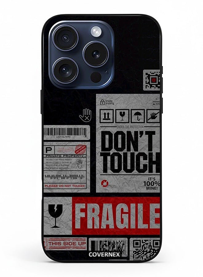 Covernex غطاء حماية آيفون 15 برو مطبوع مع ملصق تحذير هش - Image 2