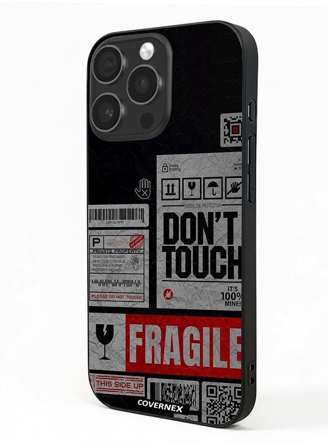 Covernex غطاء حماية آيفون 15 برو مطبوع مع ملصق تحذير هش - Image 1