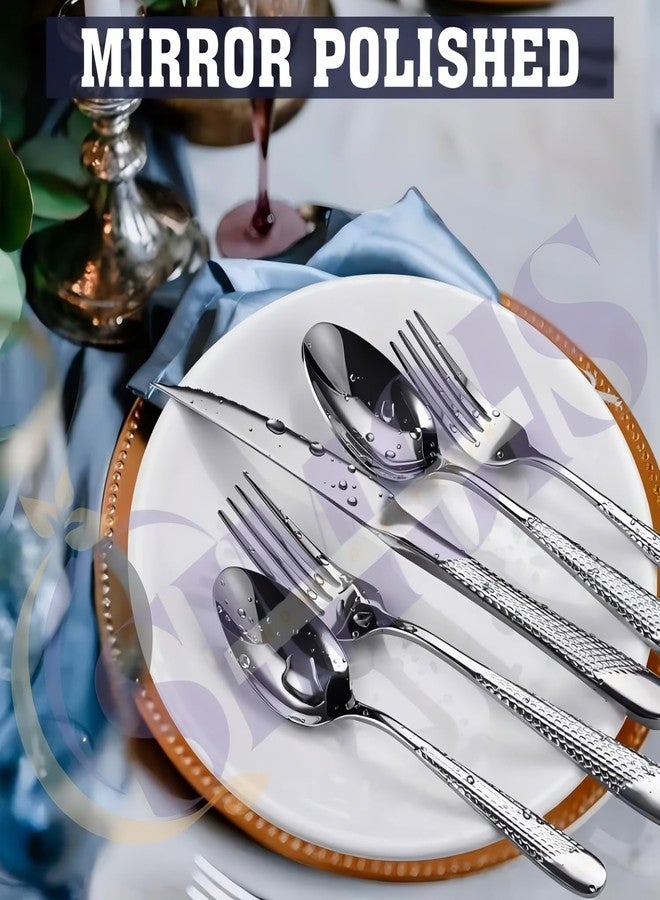 Simois Stainless Steel 15-Piece Flatware Set with Unique Floral Printed Handle | Dishwasher Safe & Cutlery for Home, Restaurant & Gifting (Pack of 15 Silver) - Image 3