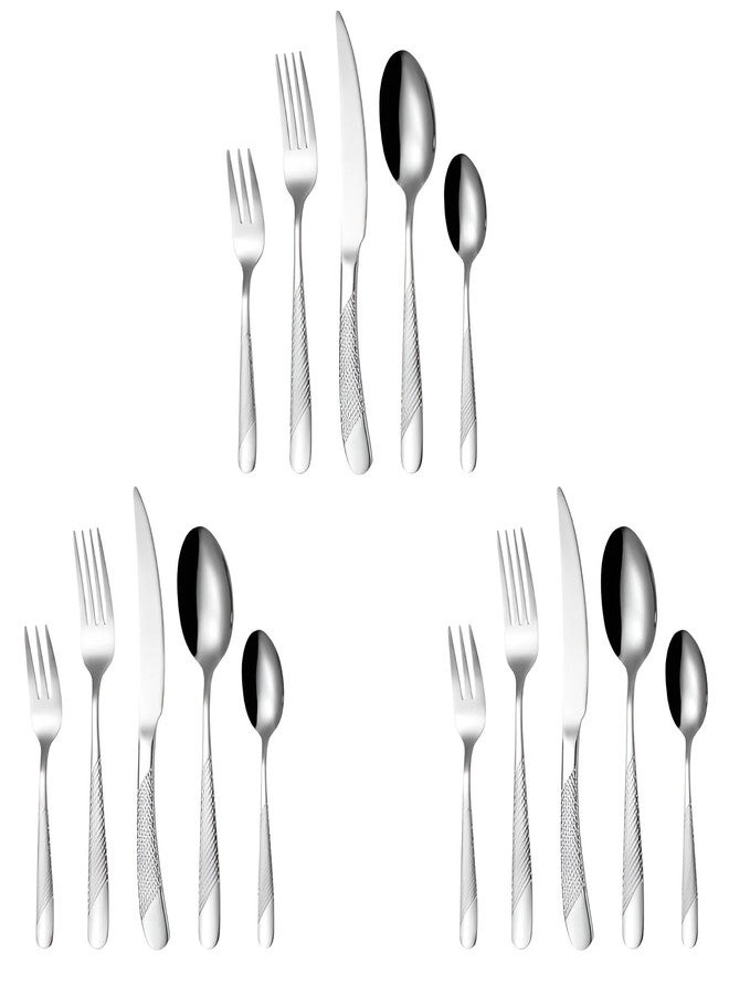 Simois Stainless Steel 15-Piece Flatware Set with Unique Floral Printed Handle | Dishwasher Safe & Cutlery for Home, Restaurant & Gifting (Pack of 15 Silver) - Image 1