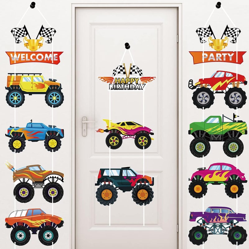 Containlol 13 Pcs Truck Birthday Party Supplies Monster Party Supplies Funny Cars Party Decorations Truck Sign Cardboard Cutouts for Birthday Supplies DIY Decorations - Image 1