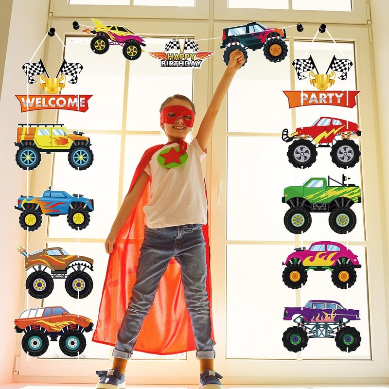 Containlol 13 Pcs Truck Birthday Party Supplies Monster Party Supplies Funny Cars Party Decorations Truck Sign Cardboard Cutouts for Birthday Supplies DIY Decorations - Image 5