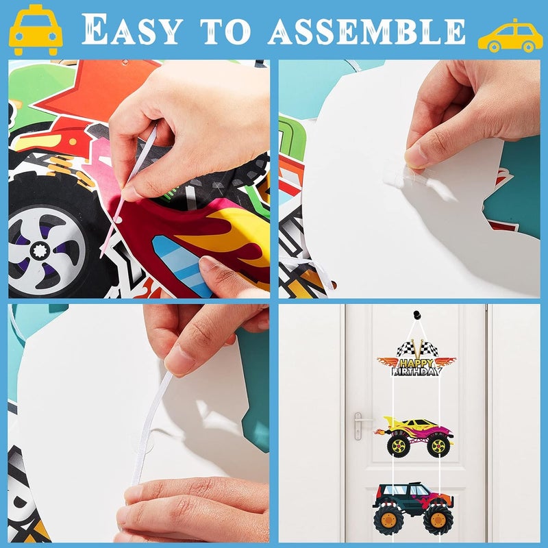 Containlol 13 Pcs Truck Birthday Party Supplies Monster Party Supplies Funny Cars Party Decorations Truck Sign Cardboard Cutouts for Birthday Supplies DIY Decorations - Image 4