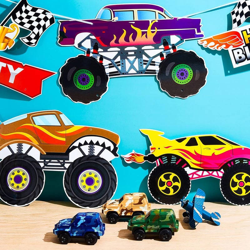 Containlol 13 Pcs Truck Birthday Party Supplies Monster Party Supplies Funny Cars Party Decorations Truck Sign Cardboard Cutouts for Birthday Supplies DIY Decorations - Image 3